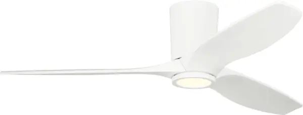 Marie Flanigan's Seyra combines clean modern lines with smart functionality in a low-profile hugger design. The 52" three-blade fan with integrated LED light delivers performance and sophistication for spaces with standard ceiling heights.