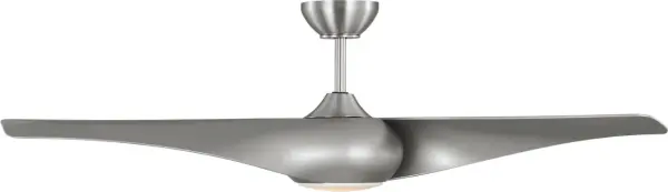 The Topan Smart 52" fan by Sean Lavin features three gracefully twisted blades creating a dynamic pinwheel effect. App-controlled with integrated LED lighting and damp-rated for versatile indoor/outdoor use. - alternate view