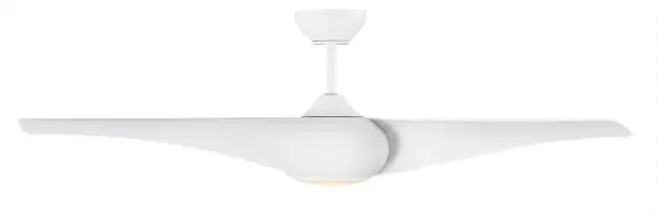 The Topan Smart 52" fan by Sean Lavin features three gracefully twisted blades creating a dynamic pinwheel effect. App-controlled with integrated LED lighting and damp-rated for versatile indoor/outdoor use.