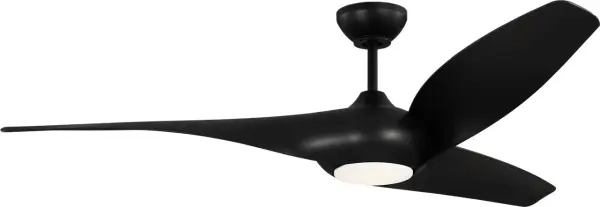The Topan Smart 60" redefines ceiling fan design with three gracefully twisted blades creating a dynamic pinwheel effect. App-controlled convenience meets damp-rated durability for indoor or outdoor use. - alternate view