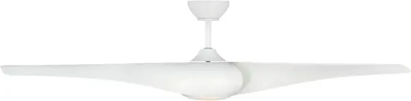The Topan Smart 60" fan by Sean Lavin features three gracefully twisted blades creating a dynamic pinwheel effect. App-controlled with integrated LED lighting and damp-rated for versatile indoor/outdoor use. - alternate view