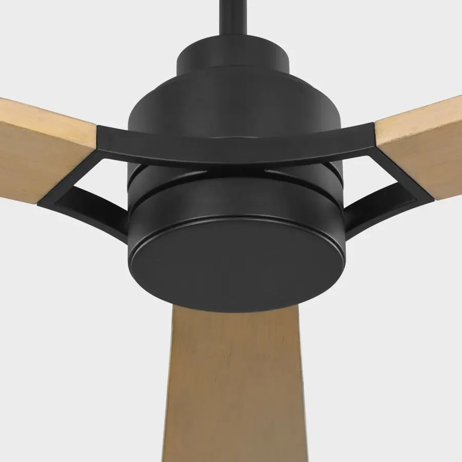 Trillium Smart 60" LED Ceiling Fan in Midnight Black with Natural Honey Blades - Image 2