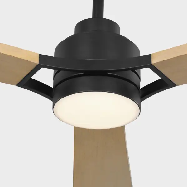 Trillium Smart 60" LED Ceiling Fan in Midnight Black with Natural Honey Blades - Image 4