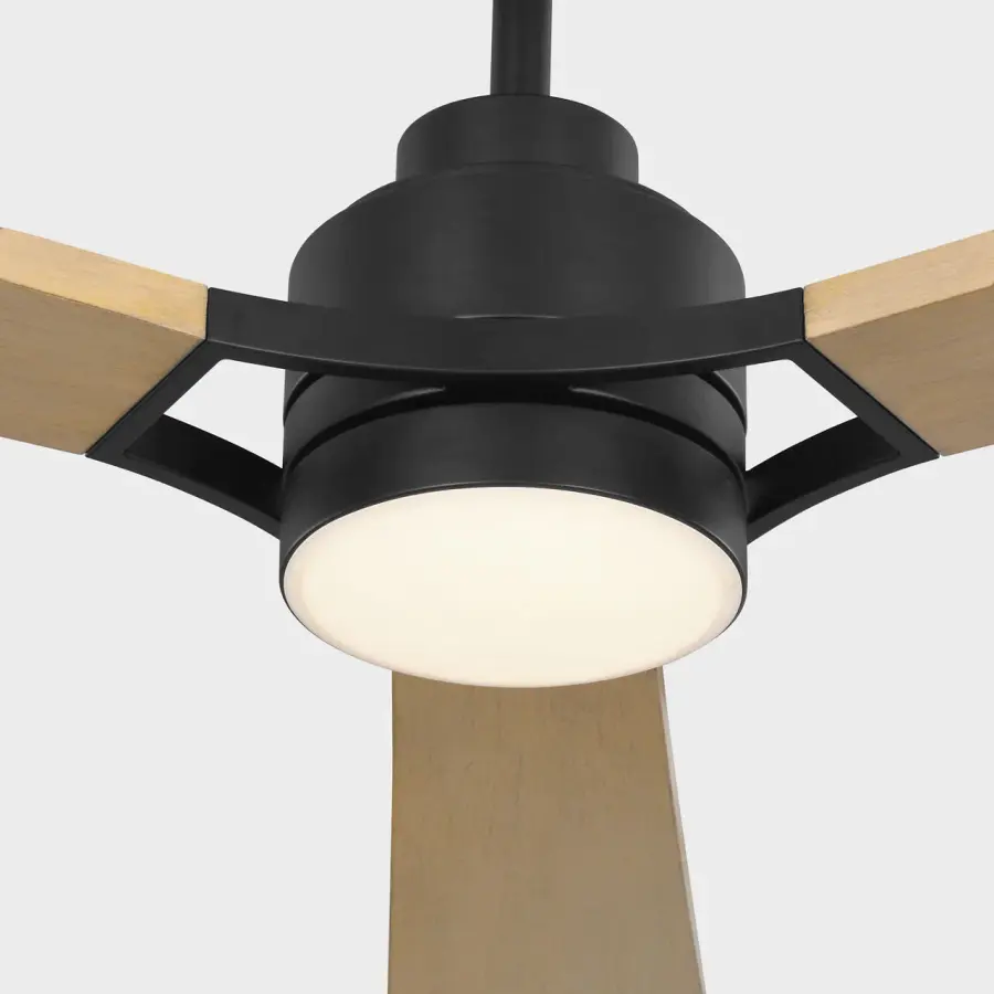 Trillium Smart 60" LED Ceiling Fan in Midnight Black with Natural Honey Blades - Image 4