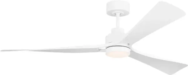 The Trillium Smart 60" combines contemporary design with aviation-inspired styling and natural materials. Smart controls and LED lighting deliver modern functionality while maintaining timeless appeal for spacious rooms.