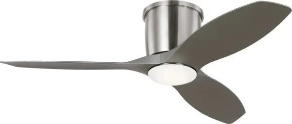 The Titus 44" combines low-profile design with efficient LED lighting, perfect for rooms with standard ceiling heights. Its brushed steel finish and silver blades offer contemporary style with practical airflow.
