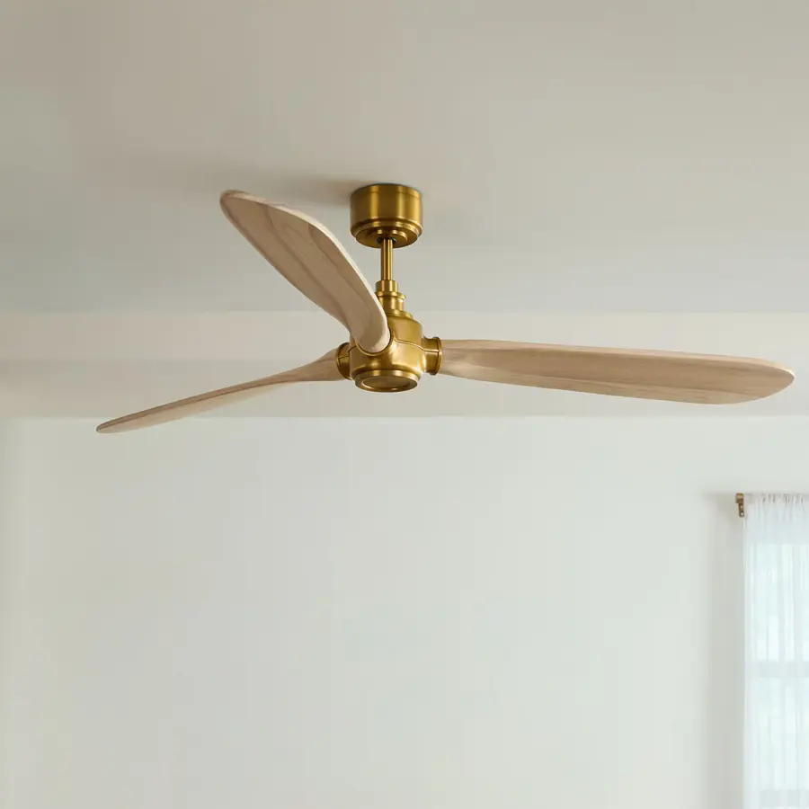Valiant Smart 60" Ceiling Fan in Burnished Brass with Washed White Oak Blades - Image 4