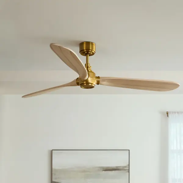 Valiant Smart 60" Ceiling Fan in Burnished Brass with Washed White Oak Blades - Image 7