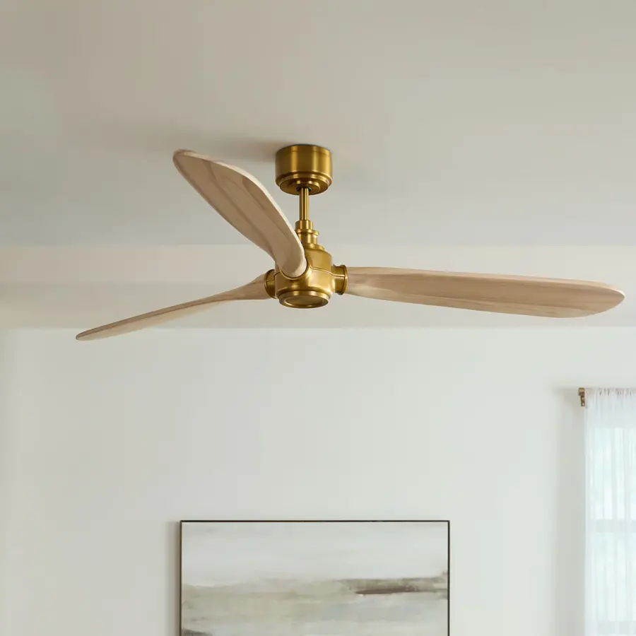 Valiant Smart 60" Ceiling Fan in Burnished Brass with Washed White Oak Blades - Image 7
