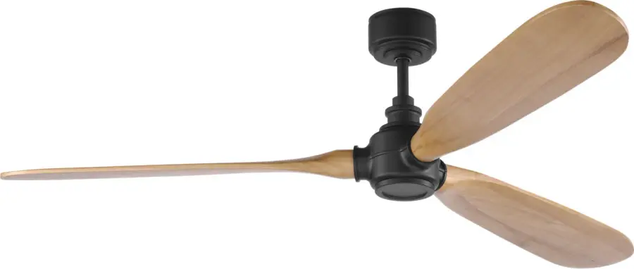 Valiant Smart 60" Ceiling Fan in Matte Black with Natural Honey Blades - Image 1