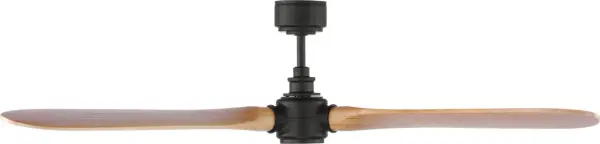 The Valiant Smart Ceiling Fan combines vintage aircraft aesthetics with contemporary convenience. Hand-shaped wooden blades and sleek metal housing create a sculptural statement piece, while smart app control and damp-rating deliver modern functionality for indoor and outdoor spaces. - alternate view
