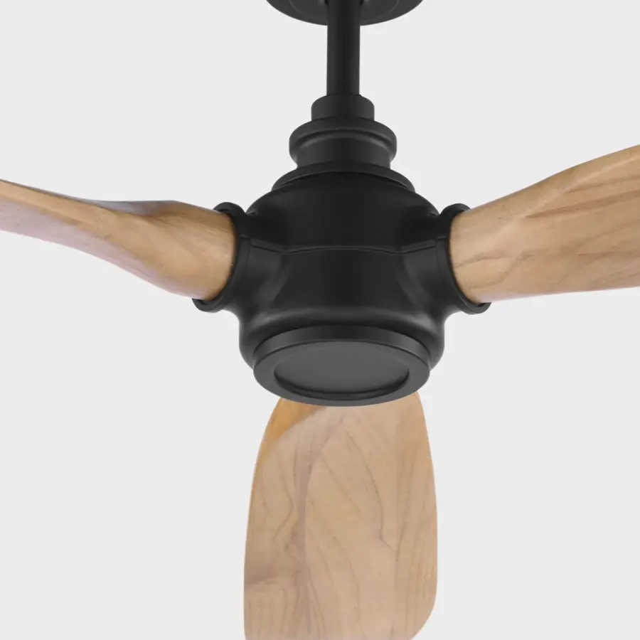 Valiant Smart 60" Ceiling Fan in Matte Black with Natural Honey Blades - Image 3
