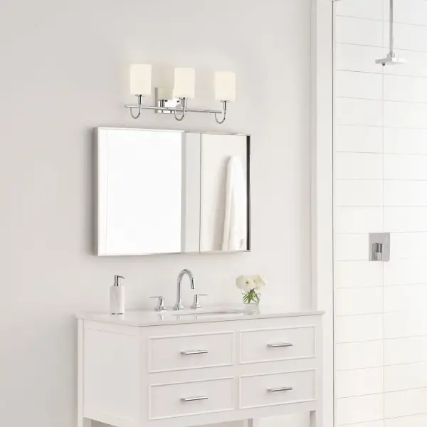 Sleek Chrome Bath Sconce with Classic Three-Light Design - Image 13