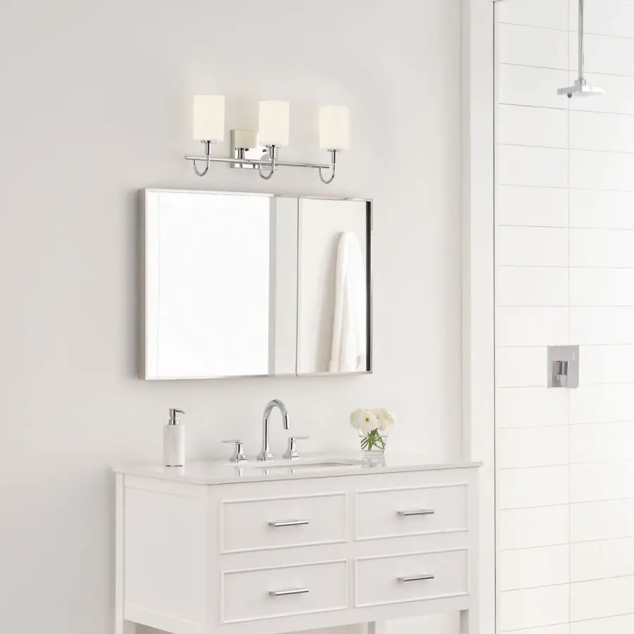Sleek Chrome Bath Sconce with Classic Three-Light Design - Image 13
