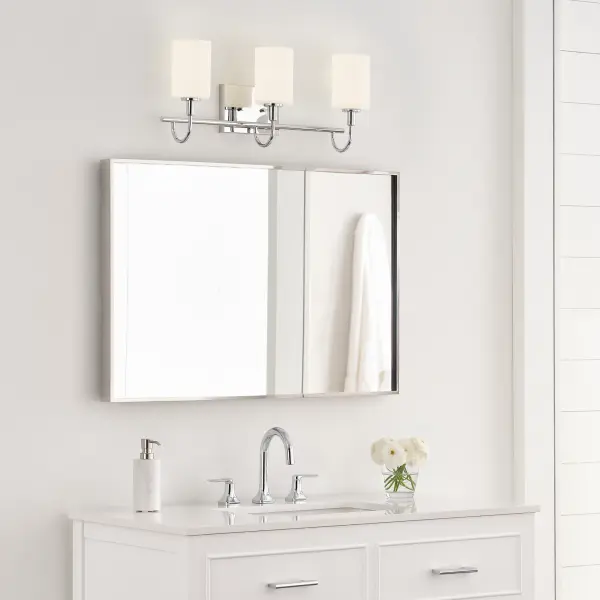 Sleek Chrome Bath Sconce with Classic Three-Light Design - Image 3