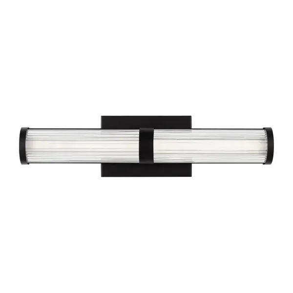The Syden LED sconce combines understated elegance with practical functionality. Its clean-lined steel backplate and ridged frosted glass shade deliver soft, even illumination perfect for bathrooms and hallways. ADA compliant and damp-rated for safety.