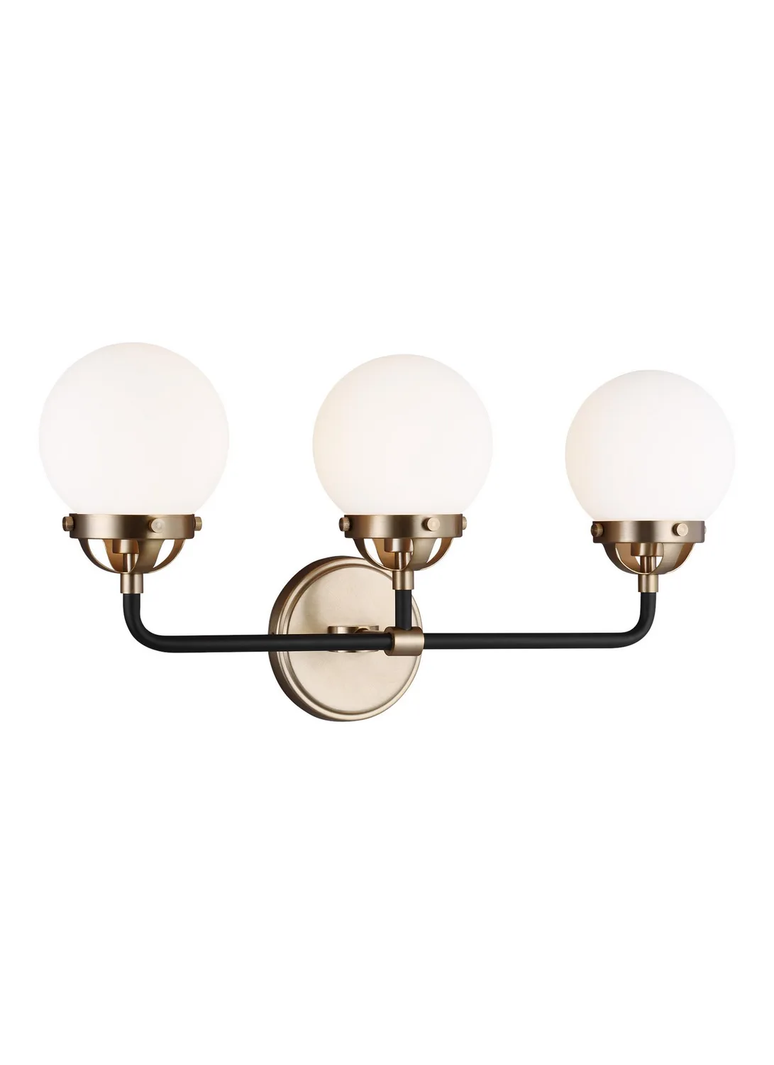 Cafe Three Light Vanity Fixture in Satin Brass
