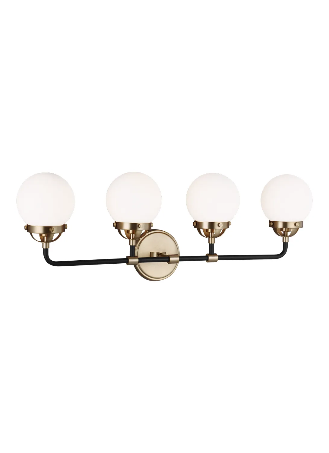 Cafe Four Light Vanity Fixture in Satin Brass