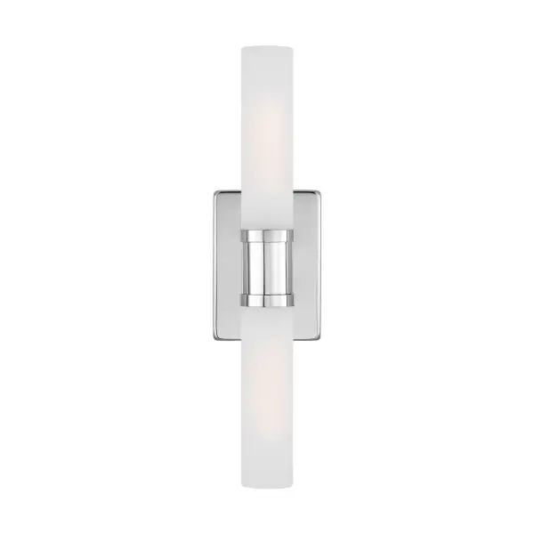 The Keaton delivers clean, contemporary style with its square backplate and tubular etched glass shades. Perfect for modern bathrooms seeking bright, even illumination with a minimalist aesthetic.