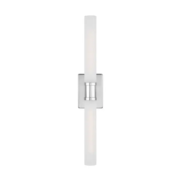 The Keaton delivers clean, contemporary style with its tubular etched glass shades and polished chrome finish. Perfect for modern bathrooms seeking bright, even illumination with a streamlined aesthetic.