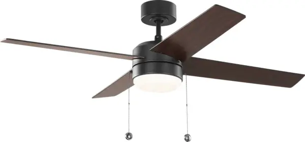 The Loni ceiling fan combines clean modern design with straightforward pull chain operation. Its 52-inch span and integrated LED lighting make it ideal for medium-sized rooms seeking both style and function. - alternate view