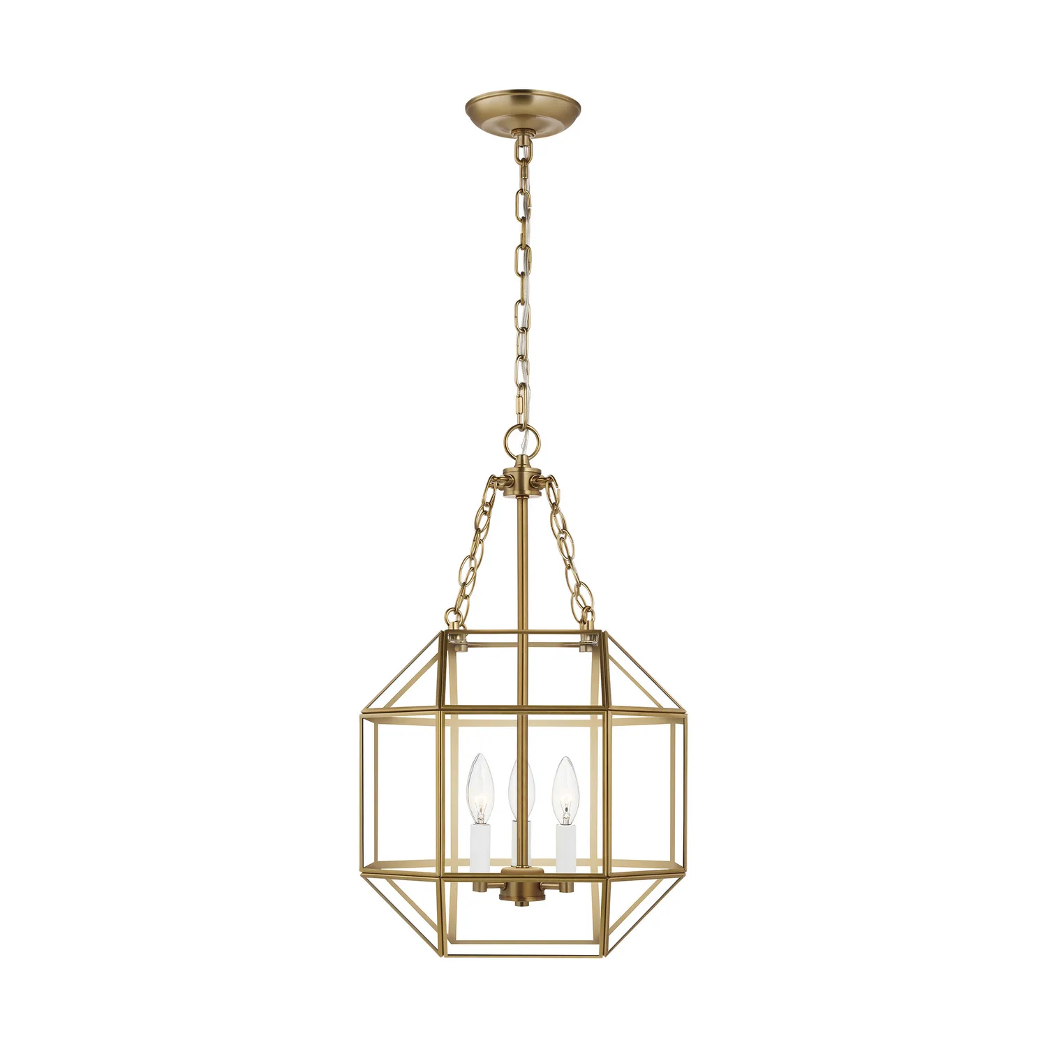Morrison Three Light Lantern in Satin Brass