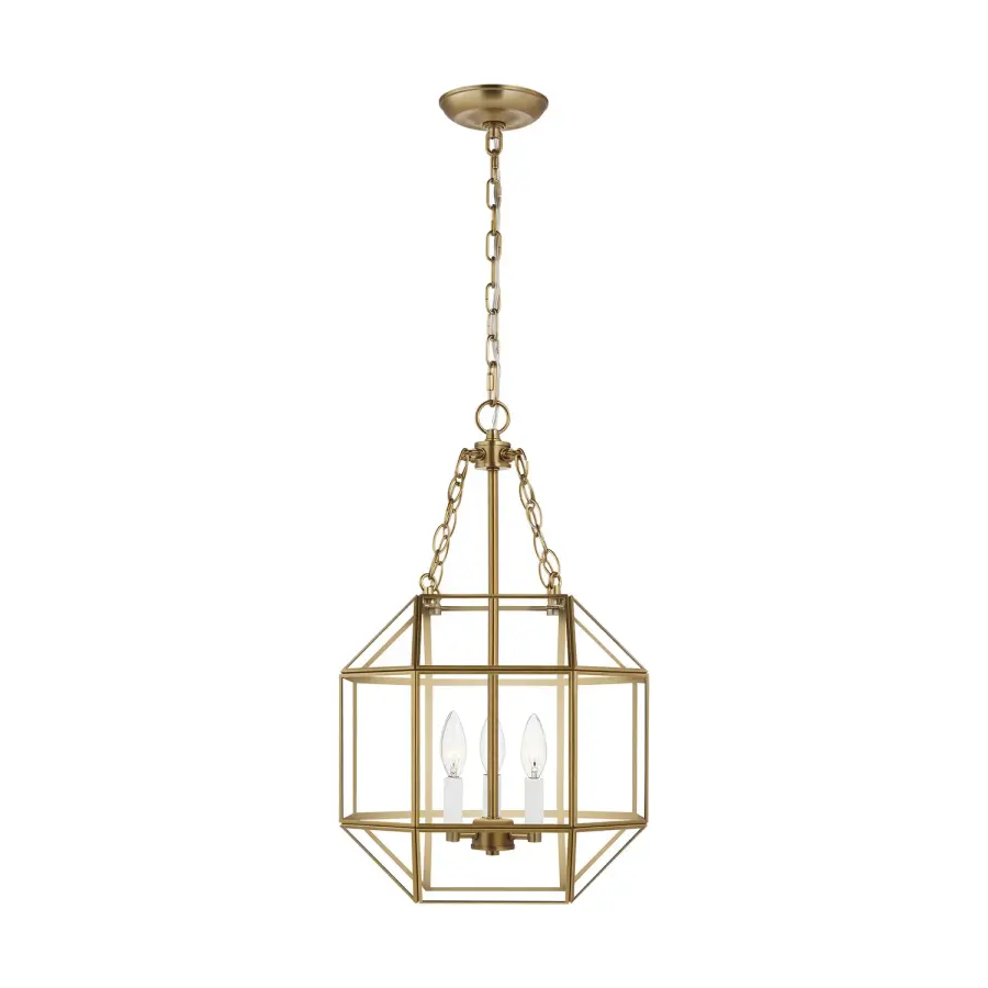 Morrison Three Light Lantern in Satin Brass