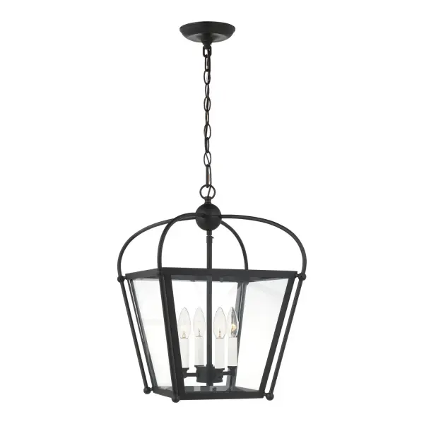 Charleston Four Light Foyer Pendant in Midnight Black