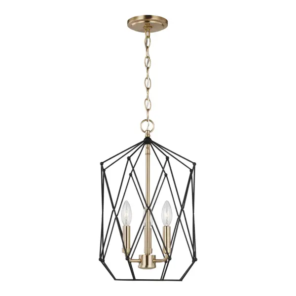 Zarra Three Light Lantern in Satin Brass