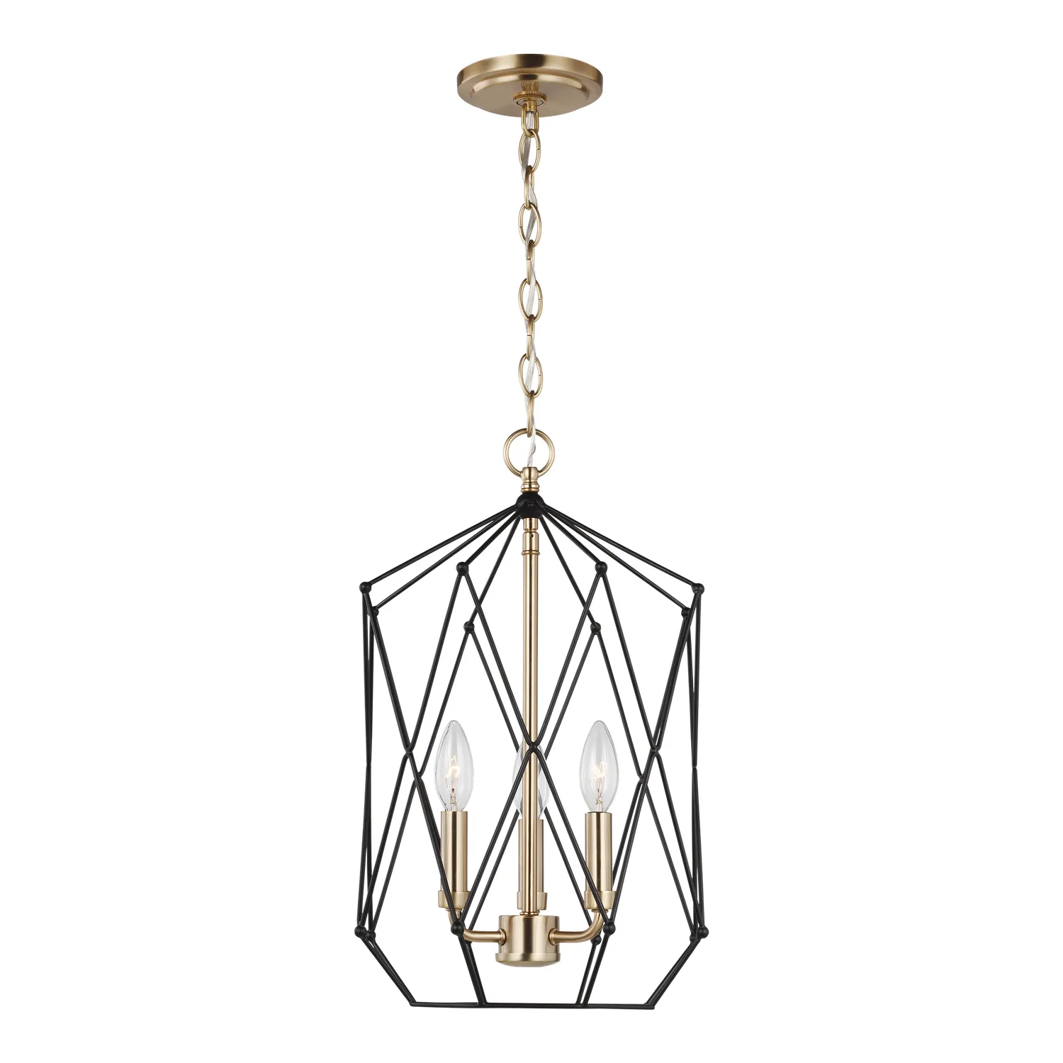 Zarra Three Light Lantern in Satin Brass