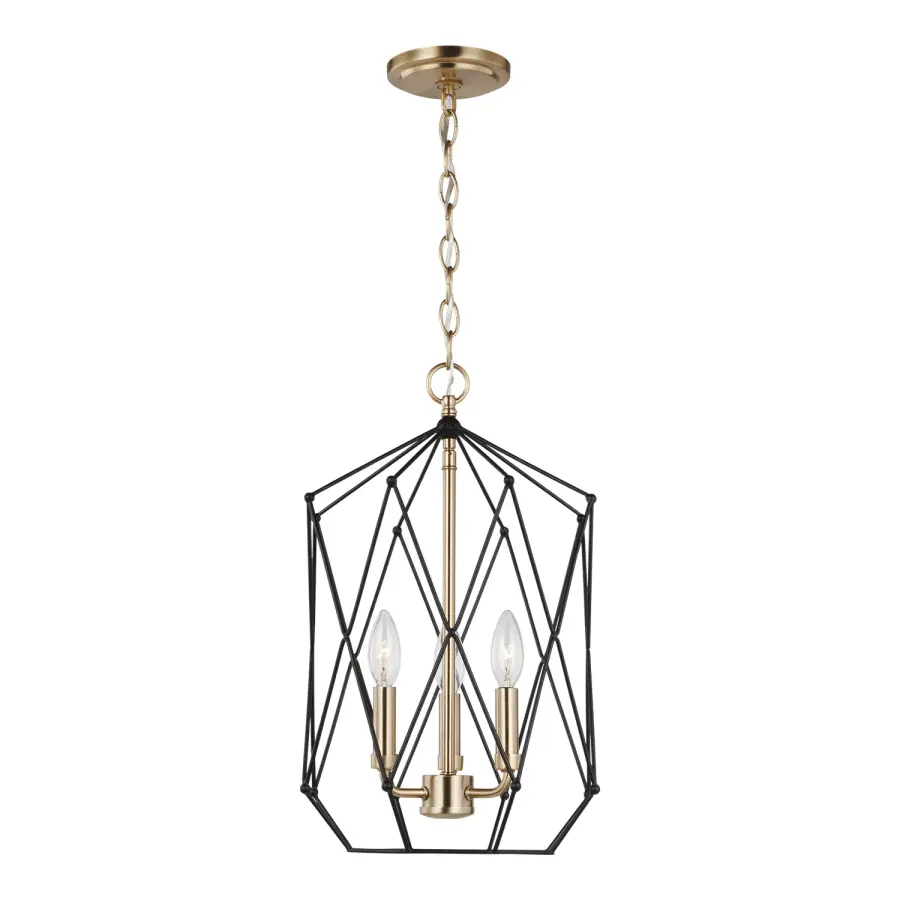 Zarra Three Light Lantern in Satin Brass