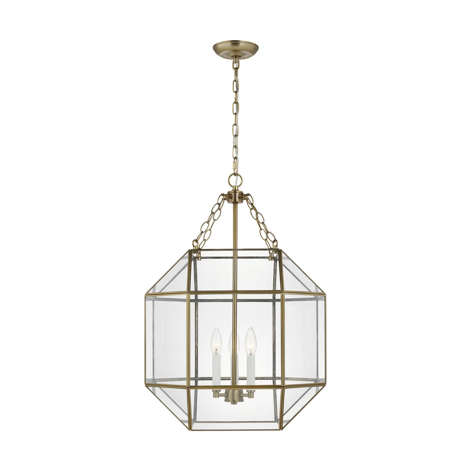 Morrison Three Light Lantern in Satin Brass