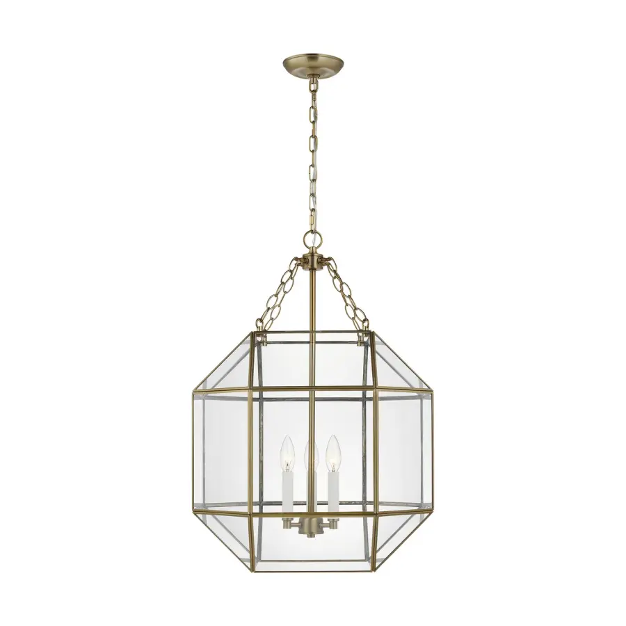 Morrison Three Light Lantern in Satin Brass