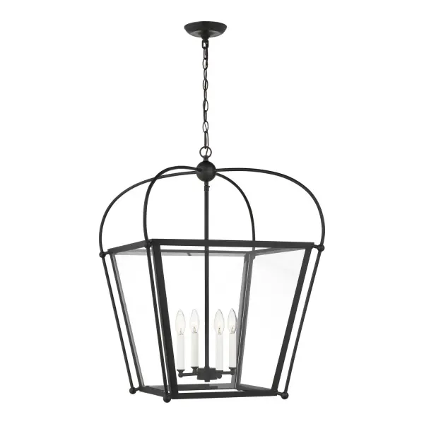 Charleston Four Light Foyer Pendant in Midnight Black