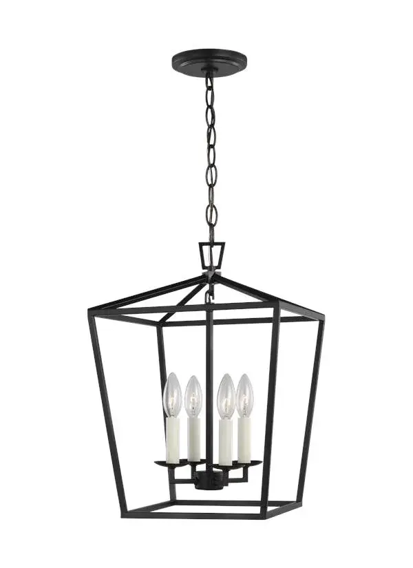 Dianna Four Light Lantern in Midnight Black