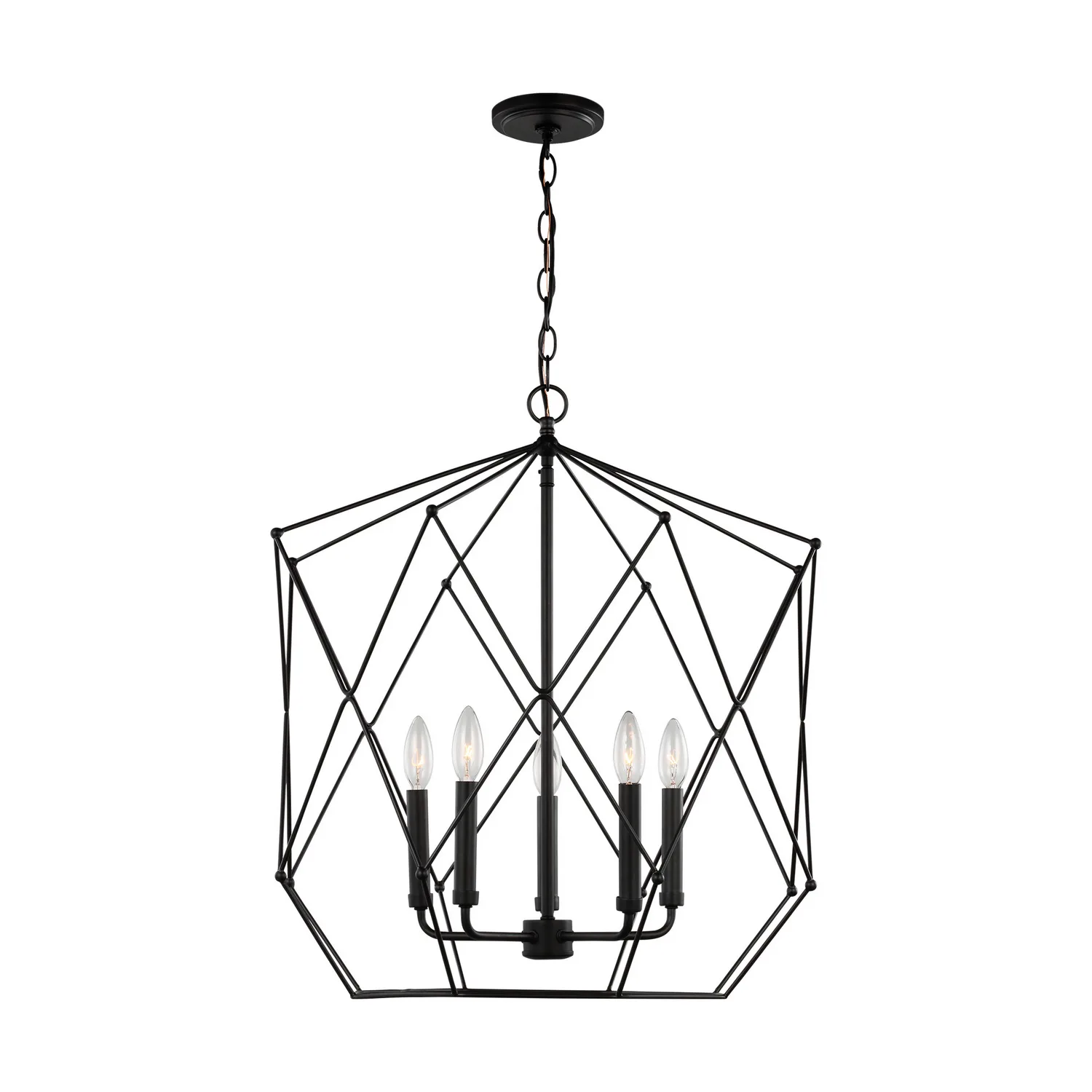 Zarra Five Light Pendant in Midnight Black
