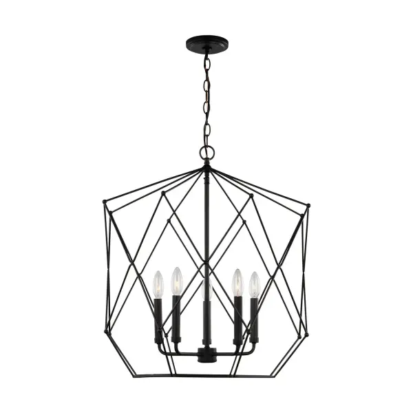 Zarra Five Light Pendant in Midnight Black
