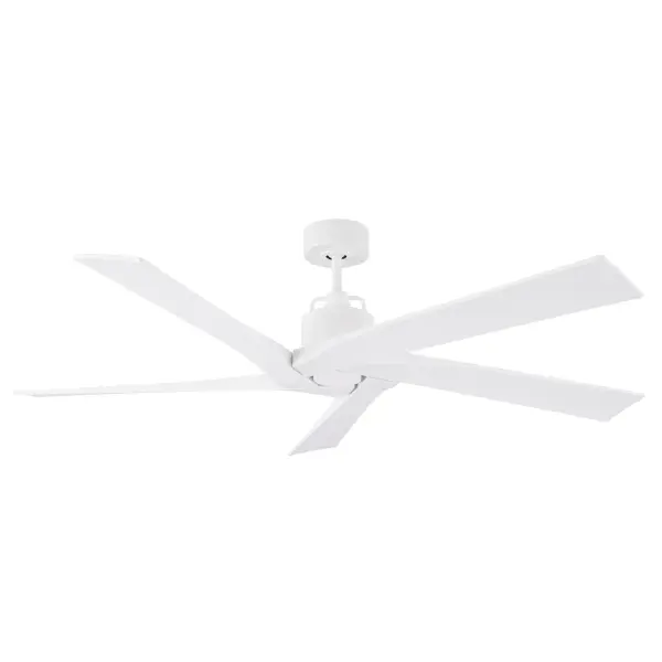 The Aspen 56" delivers minimalist design with powerful performance. Its 7,228 CFM airflow and industry-leading 241 CFM/W efficiency make it ideal for large spaces. The 6-speed remote and reversible motor offer year-round comfort.