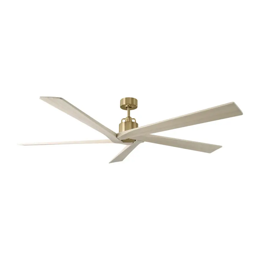 Aspen 70" Ceiling Fan in Burnished Brass with Washed White Oak Blades