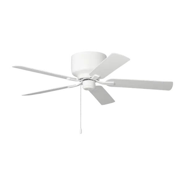 The Linden 52" Hugger is an ideal solution for rooms with low ceilings, mounting flush to maximize headroom. With three-speed operation, pull chain control, and manual reverse switch, it delivers year-round comfort.