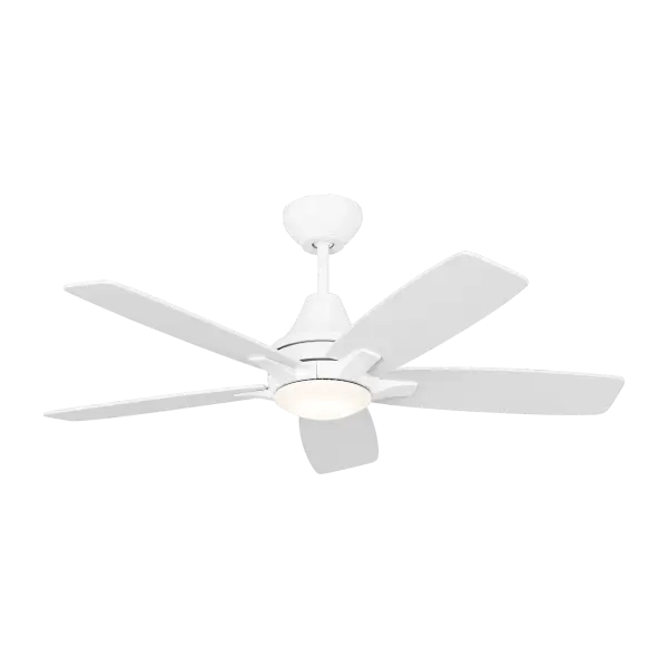 The Lowden 44" combines modern aesthetics with practical functionality, featuring a clean matte white finish and integrated LED lighting. Ideal for medium-sized rooms seeking efficient air circulation with contemporary style.