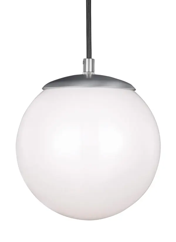 A classic 8-inch globe pendant that's been refined over 50 years. The smooth white glass diffuses light beautifully while the satin aluminum finish adds contemporary appeal. Energy Star qualified LED delivers warm 3000K light with excellent color rendering.