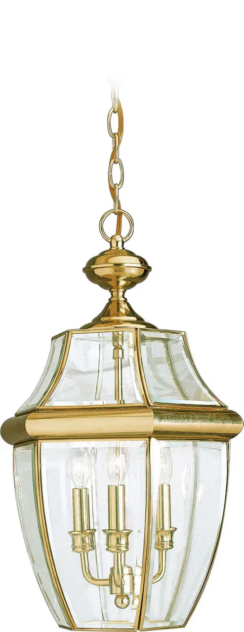 Lancaster Three Light Outdoor Pendant Polished Brass