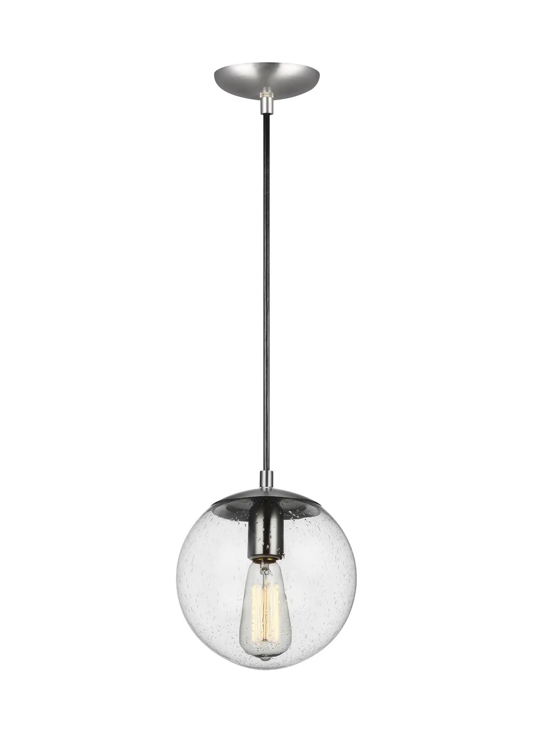 Leo Hanging Globe Pendant in Satin Aluminum