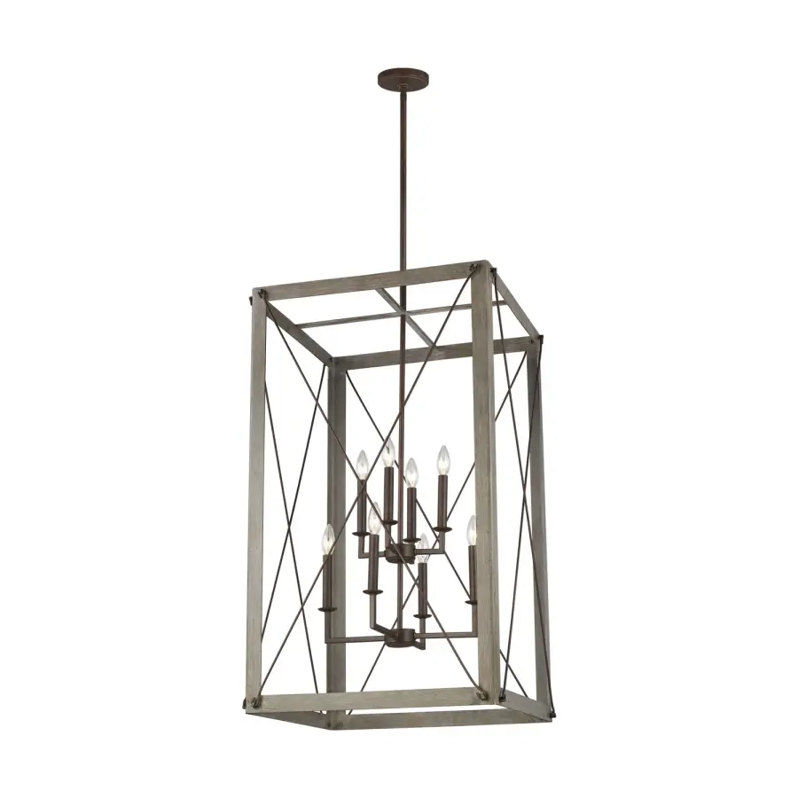 Thornwood Eight Light Hall Foyer Pendant in Washed Pine