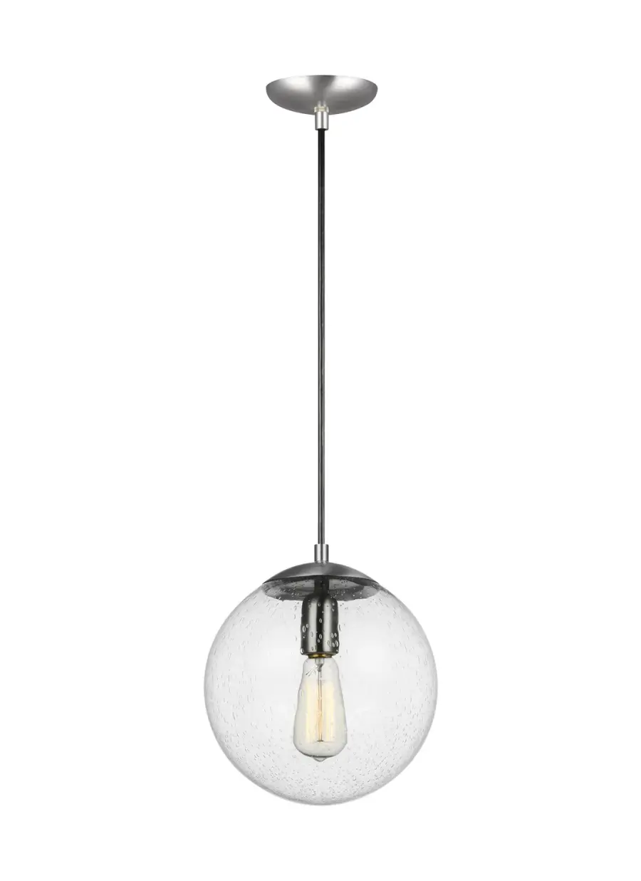 Leo Hanging Globe Pendant in Satin Aluminum