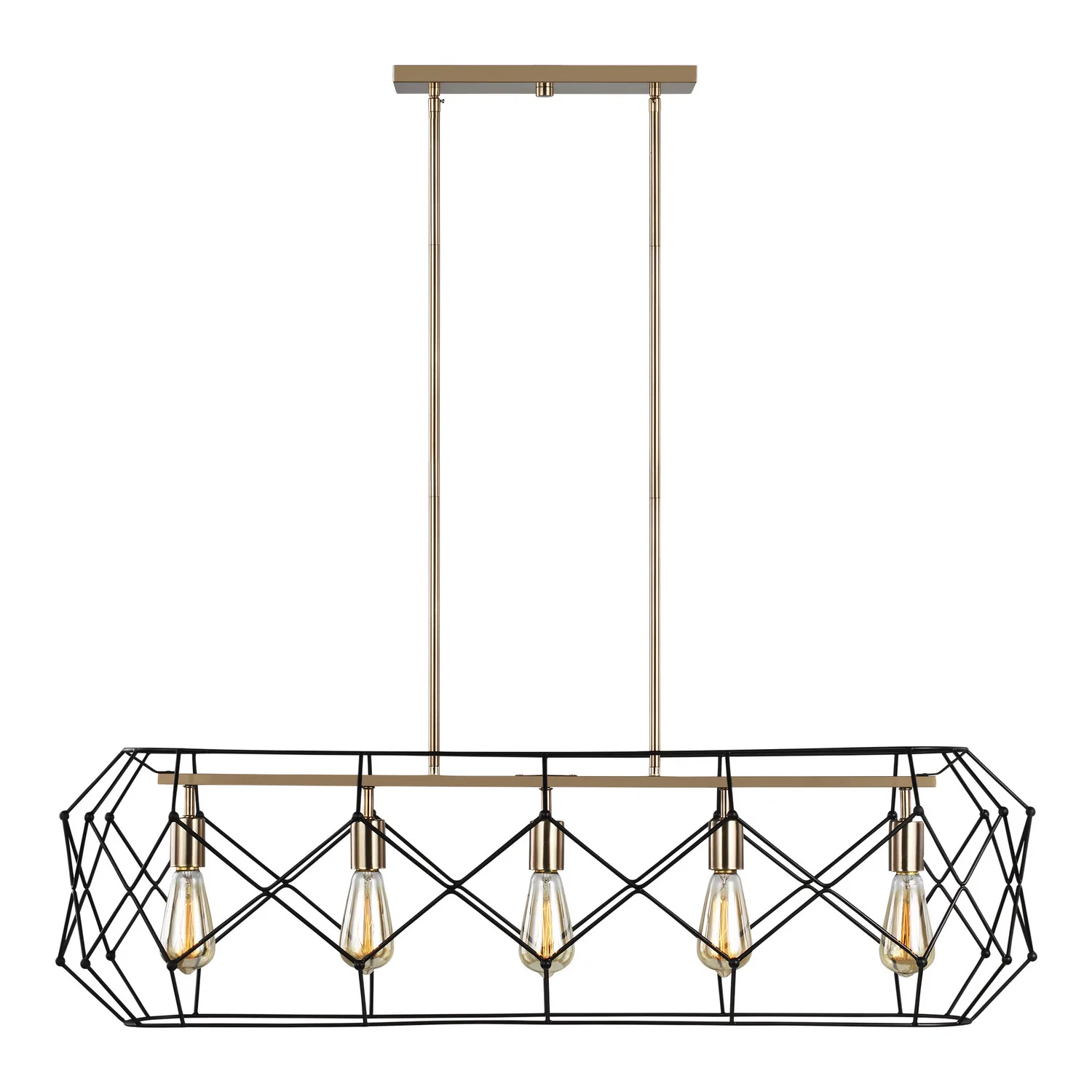 Zarra Five Light Linear Chandelier in Satin Brass
