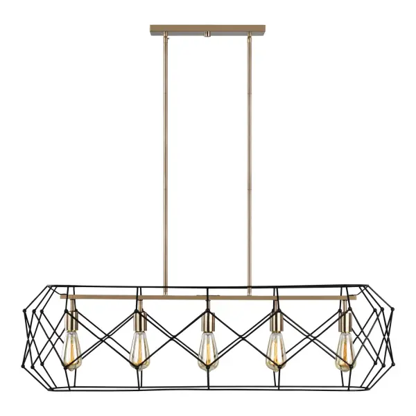 Zarra Five Light Linear Chandelier in Satin Brass