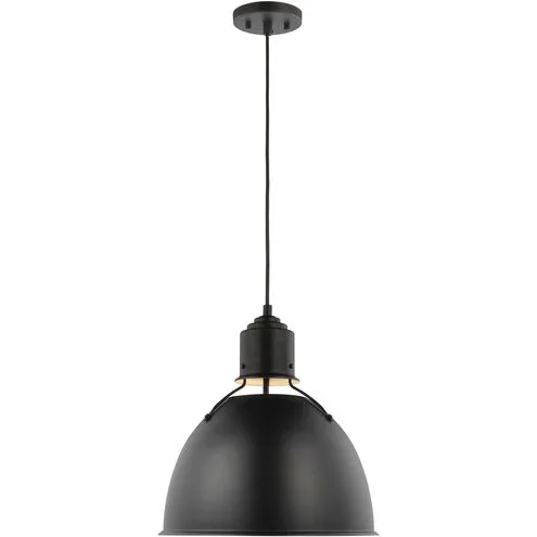 Huey One Light Pendant in Midnight Black