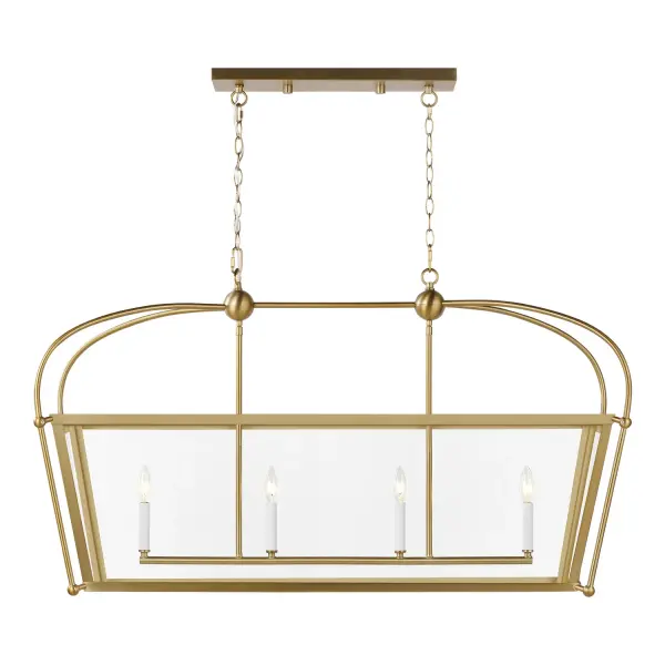 Charleston Four Light Linear Lantern in Satin Brass